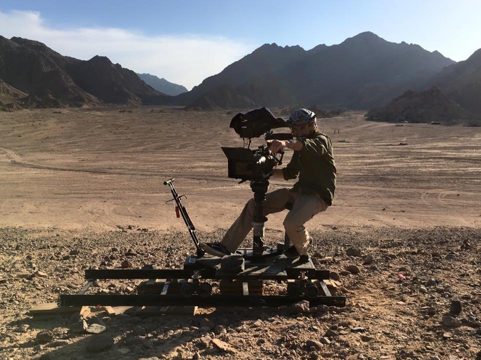 Camera rig on a desert track in Sinai